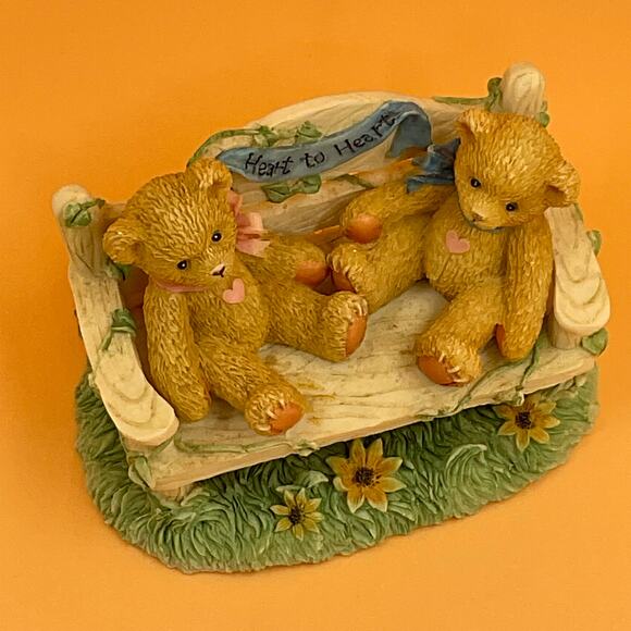 Cherished Teddies Heart To Heart Teddies on Bench CRT240 Enesco 1996 - Picture 5 of 6